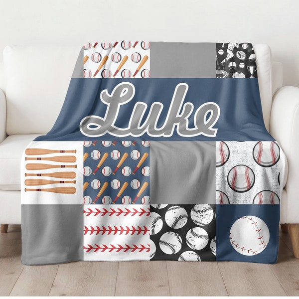 Personalized baby blanket, Personalized baseball Baby Blanket, Baseball Personalized Name Blanket - Custom Baby, Toddler, name blanketB47