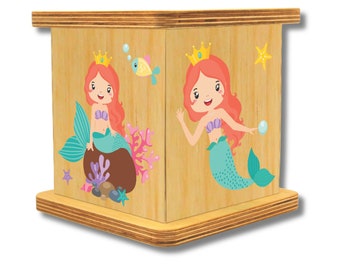 Piggy Bank For Girl, Mermaid Design, Custom Coin Bank for Boys and Girls, Unique Wood Money Bank, Ideal Girl Gift