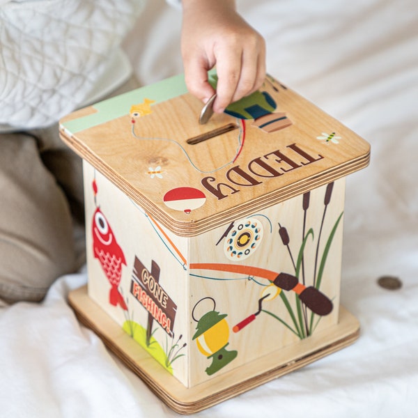 Wood Piggy Bank Etsy