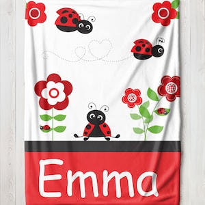 Personalized baby blanket, Customized Throw Blanket Gift, Lady bug theme, Custom Baby, Toddler, or Child's Throw B35