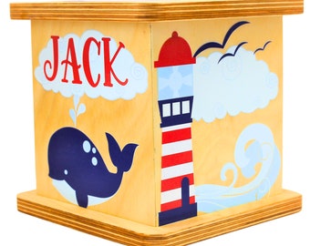 Personalized Piggy Bank Gift, Large Unique Coin Bank for Child's Bedroom Decor, Nautical Decor, Perfect Birthday Gift For Boy Or Girl