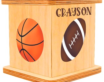 Personalized Piggy Bank Gift, Perfect Gift For Sports Fan, Custom Coin Bank for Baby Boy Or Girl, Sports Nursery Decor, Football, Basketball