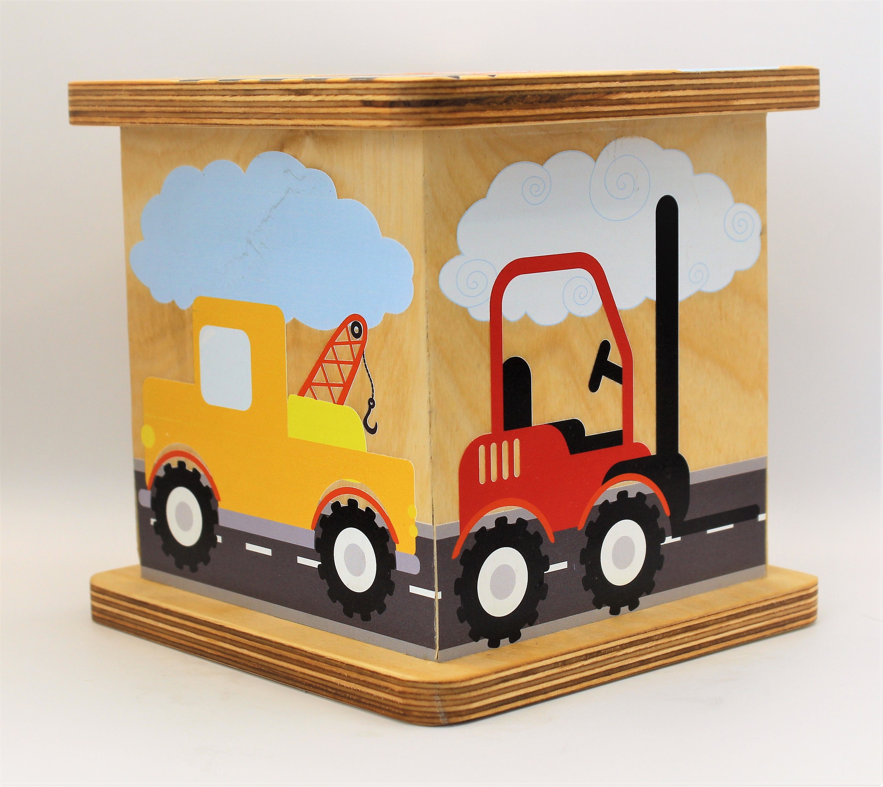 Wooden Piggy Bank for Kids Construction Themed Customizable Etsy