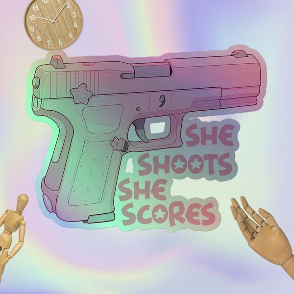 Calcomanía holográfica de vinilo rosa para Glock, calcomanía para laptop con el símbolo de Girl Power