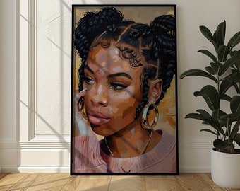 Black Woman Art Print, 90s Urban Portrait (Digital Download)