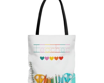 Leraar Tote Bag, cadeau voor schoolleraar, leraar Tote tas, leraar tas met benodigdheden, Tote tas voor favoriete leraar, beste leraar Tote,