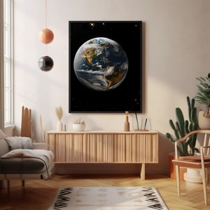 Blue Marble Aerial View: Earth from Space Digital Art, Generative AI Art