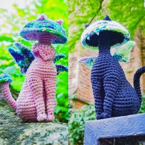 Kitty Cap Mushroom Fae - Amigurumi Cat Fairy Crochet Pattern PDF Download