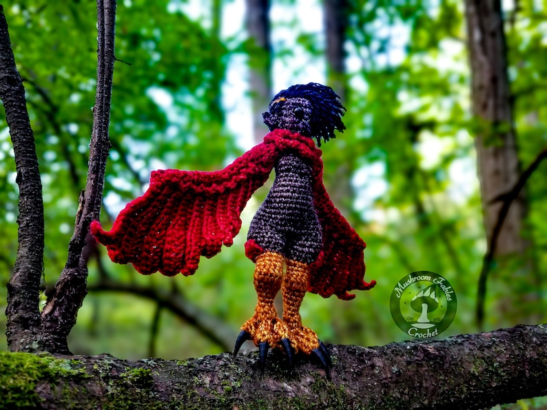 Crochet Amigurumi harpy doll. Body inclusive and body positive black doll.