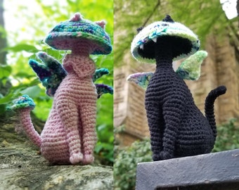 Kitty Cap Mushroom Fae - Amigurumi Cat Fairy Crochet Pattern PDF Download