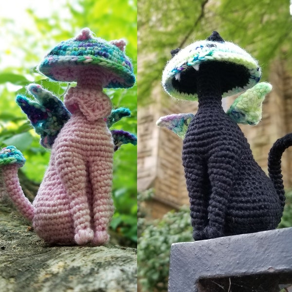 Kitty Cap Mushroom Fae - Amigurumi Cat Fairy Crochet Pattern PDF Download