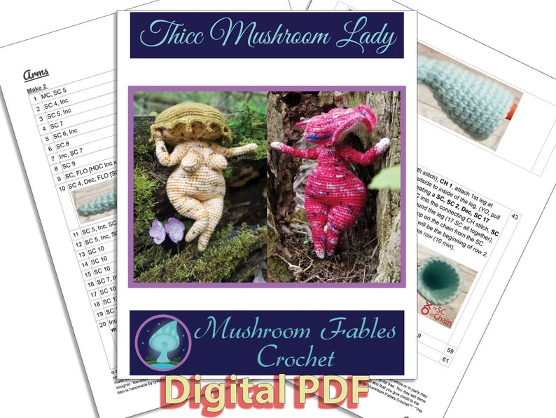 Thicc Mushroom Lady Amigurumi Crochet Pattern Fantasy Fairy PDF Download image 3