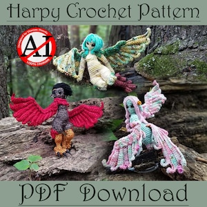 Harpy Chicks! - Fairy Amigurumi Crochet Pattern Greek Mythology PDF