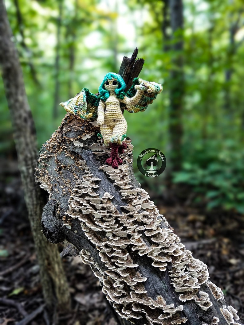 Amigurumi crochet doll pattern that is a cute harpy girl.