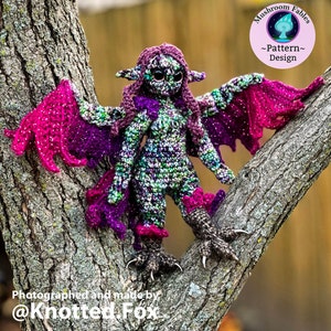 Crochet Amigurumi harpy doll. A woman fairy Dungeons and Dragons pattern DnD.