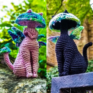 Kitty Cap Mushroom Fae - Amigurumi Cat Fairy Crochet Pattern PDF Download