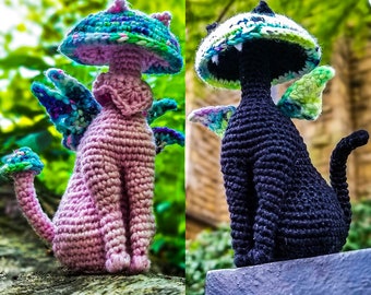 Kitty Cap Mushroom Fae - Amigurumi Cat Fairy Crochet Pattern PDF Download