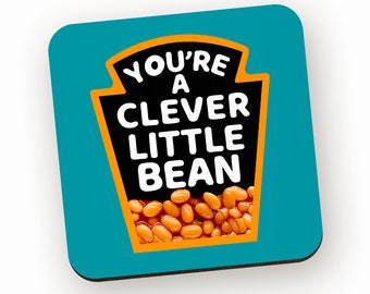 Clever Little Bean Coaster - Exam Pass Congratulations Gift - University Graduation Gifts - Baked Beans - SWC19