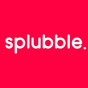 May include: White text on a red background reads "splubble."