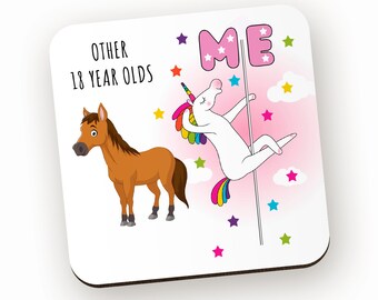 Funny Gift 18th Birthday Girl - Wooden Coaster - 18th Birthday Gift Ideas UK - SWC11