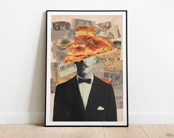 Collage Wall Art, Pizza Poster, Style Hannah Höch, Dadaism, Modern Artwork, Download, Printable Wall Art, Digital Download