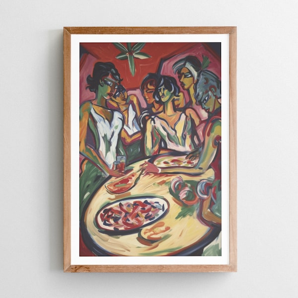 Style Ernst Ludwig Kirchner Wall Art, Pizza Poster, Abstract, Colorful, Expressionism, Download, Printable Wall Art, Digital Download