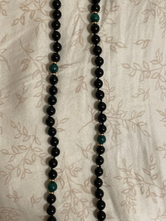 Black onyx and malachite necklace