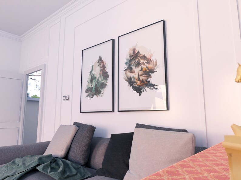 Artistic Landscape Art Set of 9 Designs, Artistic Wall Art Digital