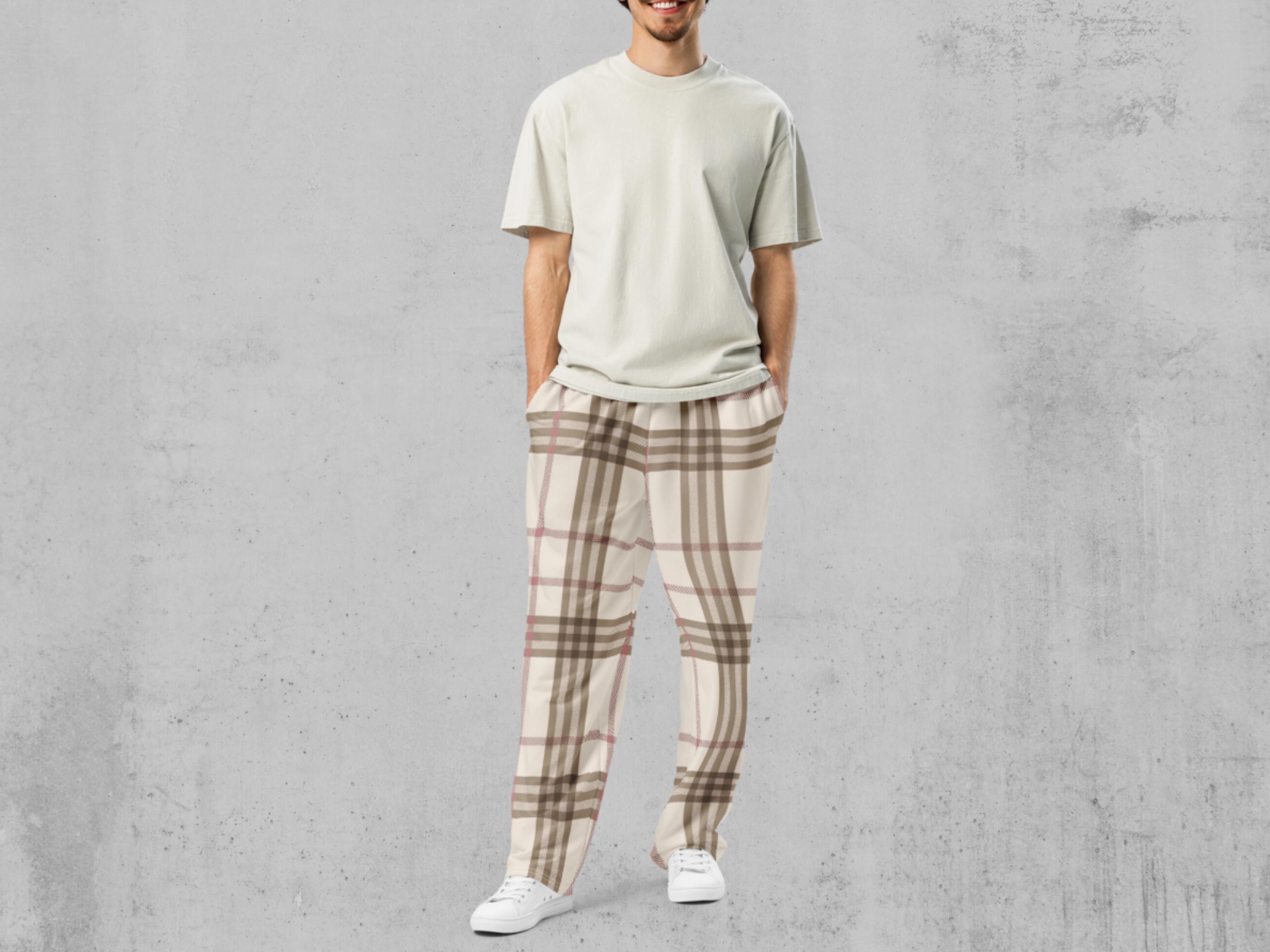 Two tone tartan belted joggers hotsell