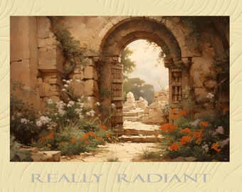 Beautiful Garden and Stone Gateway Instant Digital Download Ready to Print