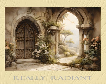 Beautiful Garden and Stone Gateway Instant Digital Download Ready to Print 2