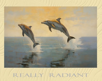 Dolphins Breaching Beautiful Instant Digital Download Ready to Print