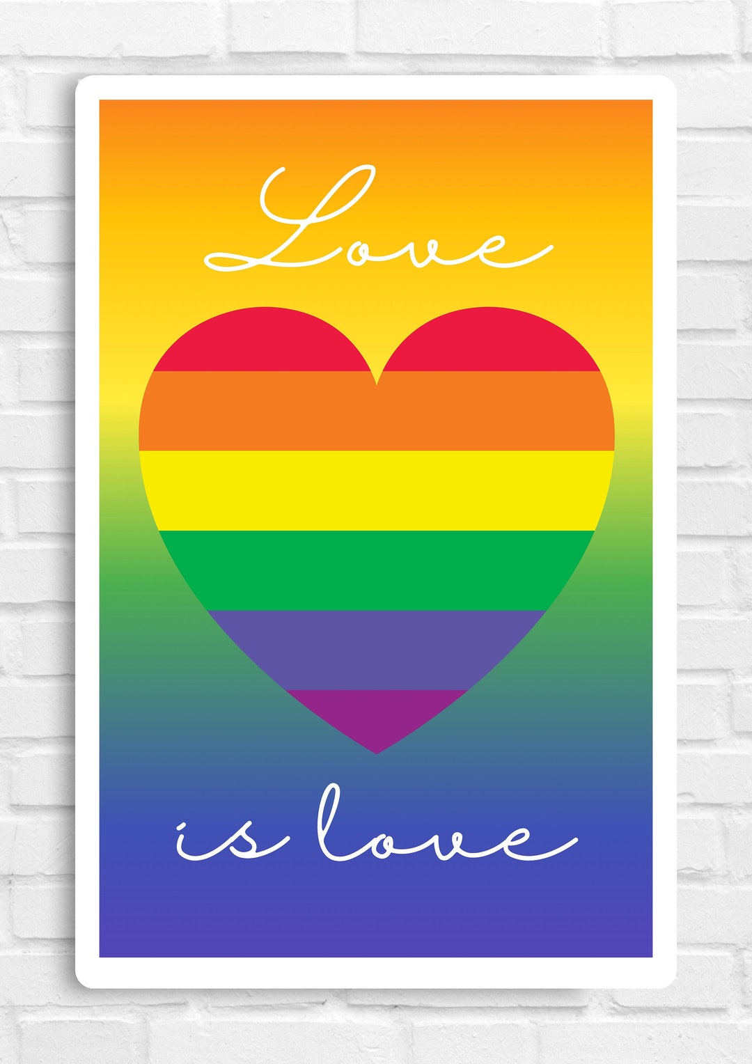 Love is Love Rainbow Love Heart Pride Themed Printable Download Wall ...