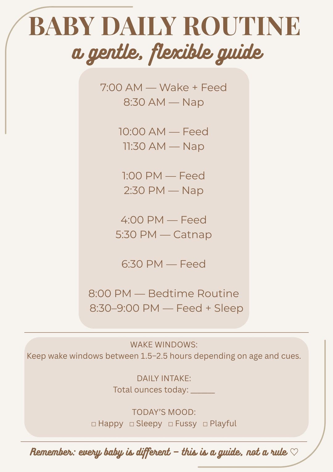 Baby Daily Routine Tracker | New Mom Schedule, Feed Nap Log (canva ...