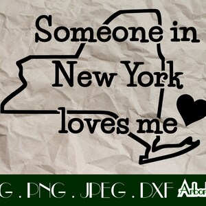 Quelqu’un à New York m’aime bébé Onesie Svg Dxf Png JPeg Cut File pour Cricut Silhouette Cameo New York grand-mère cadeaux baby shower coeur d’amour