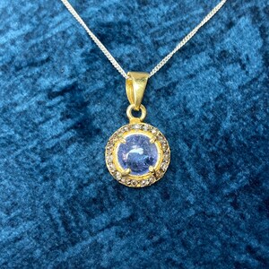 Natural Blue Sapphire Round Pendant Necklaces, Wedding Necklace, Pendant Necklaces