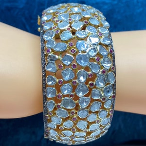 Natural Diamond Polki Bracelet 925 Sterling Silver Diamond Bracelet Polki Bracelet
