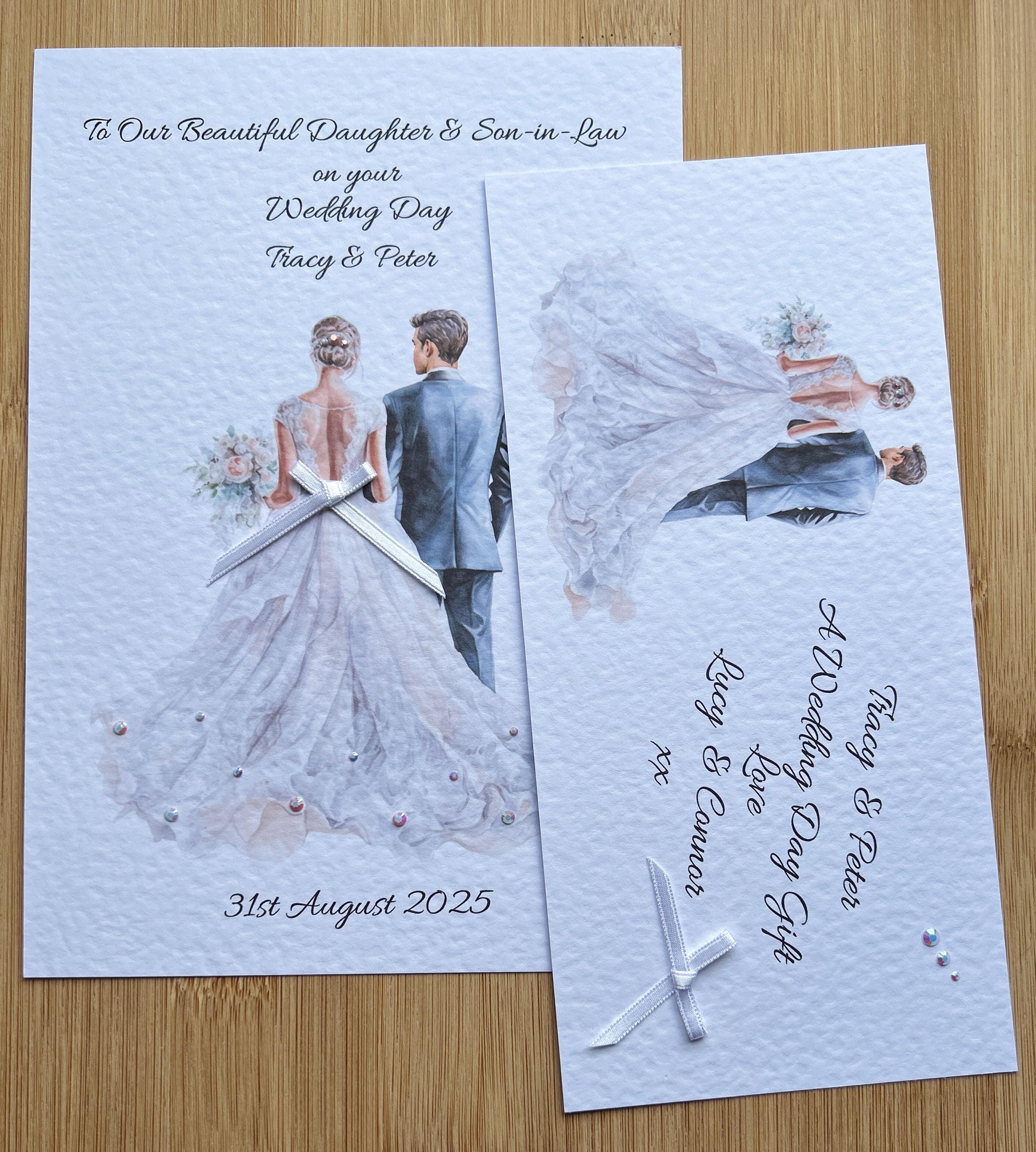 Personalised Wedding Day Card, Luxury Handmade Bride and Groom Happy ...
