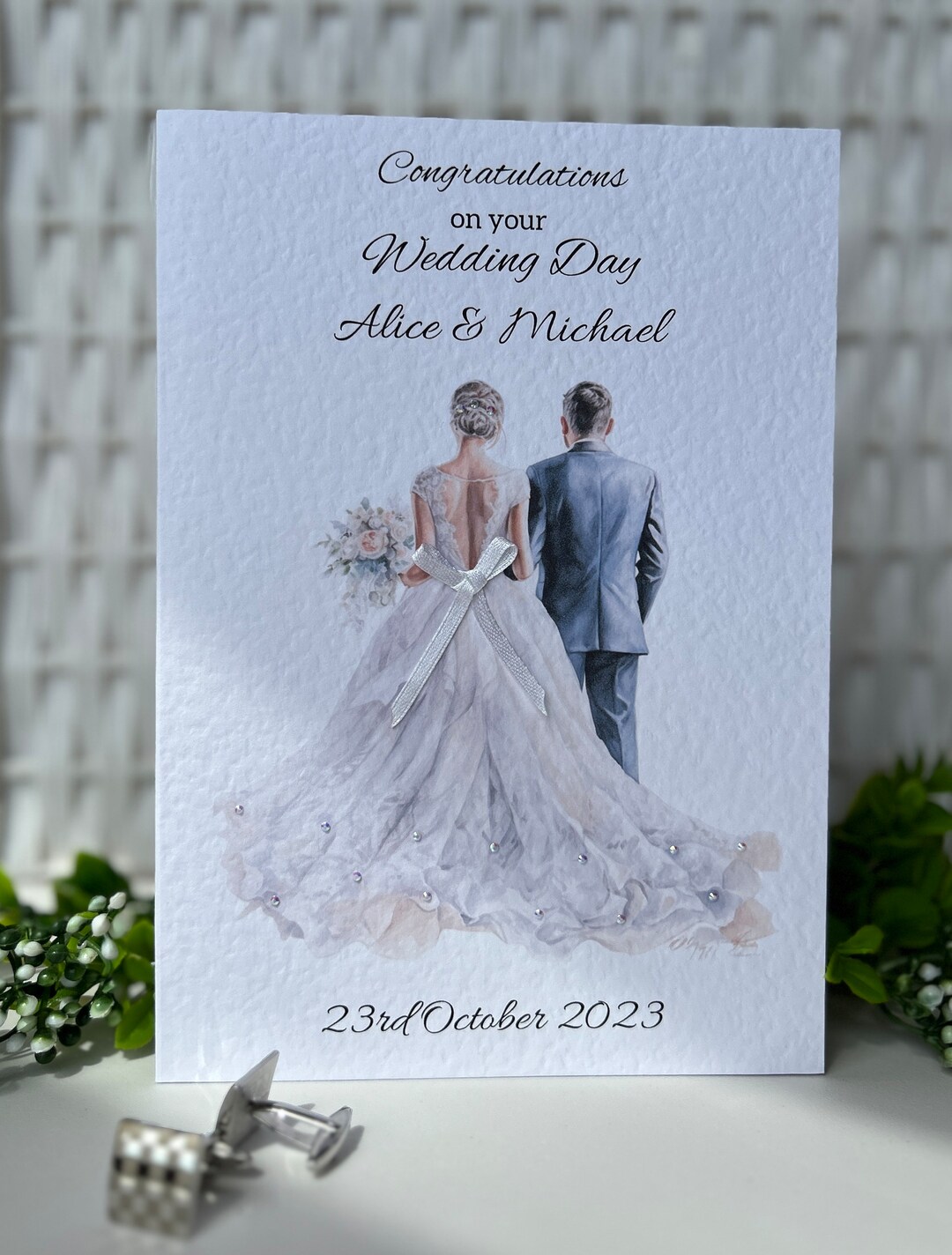 Personalised Wedding Day Card, Luxury Handmade Bride and Groom Happy ...