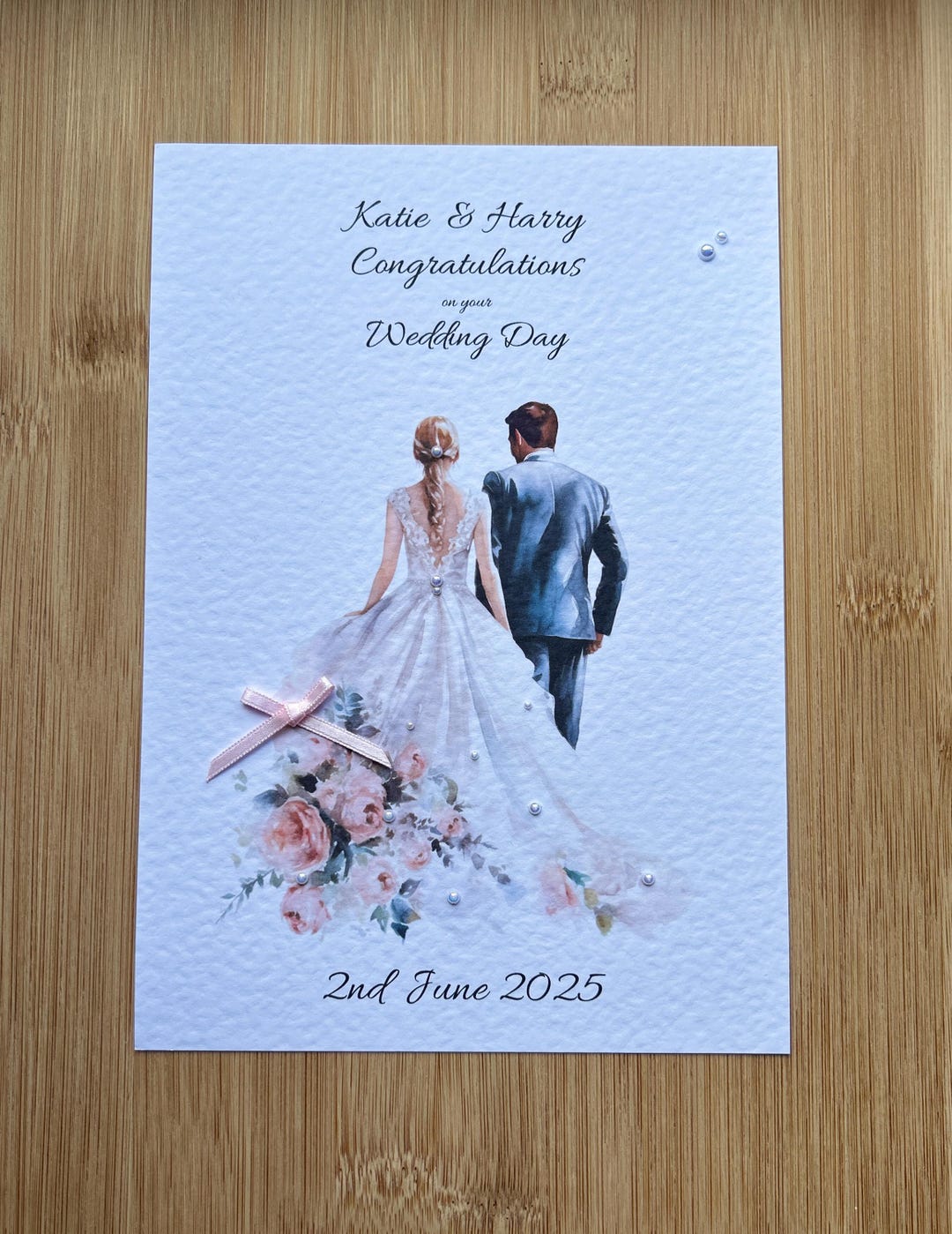 Personalised Wedding Day Card, Luxury Handmade Bride and Groom Happy ...