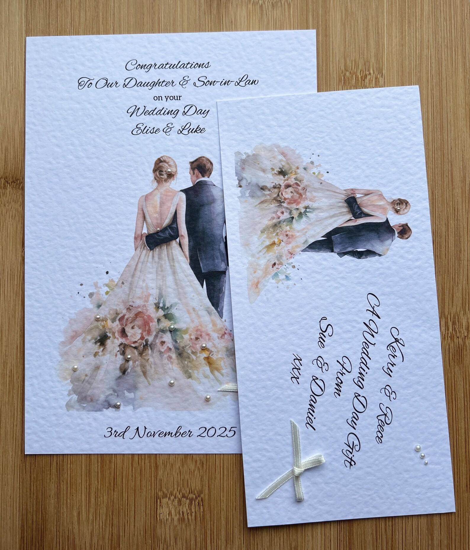 Personalised Wedding Day Card, Luxury Handmade Bride and Groom Happy ...