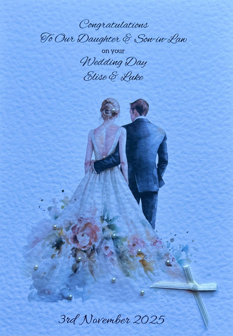 Personalised Wedding Day Card, Luxury Handmade Bride and Groom Happy ...