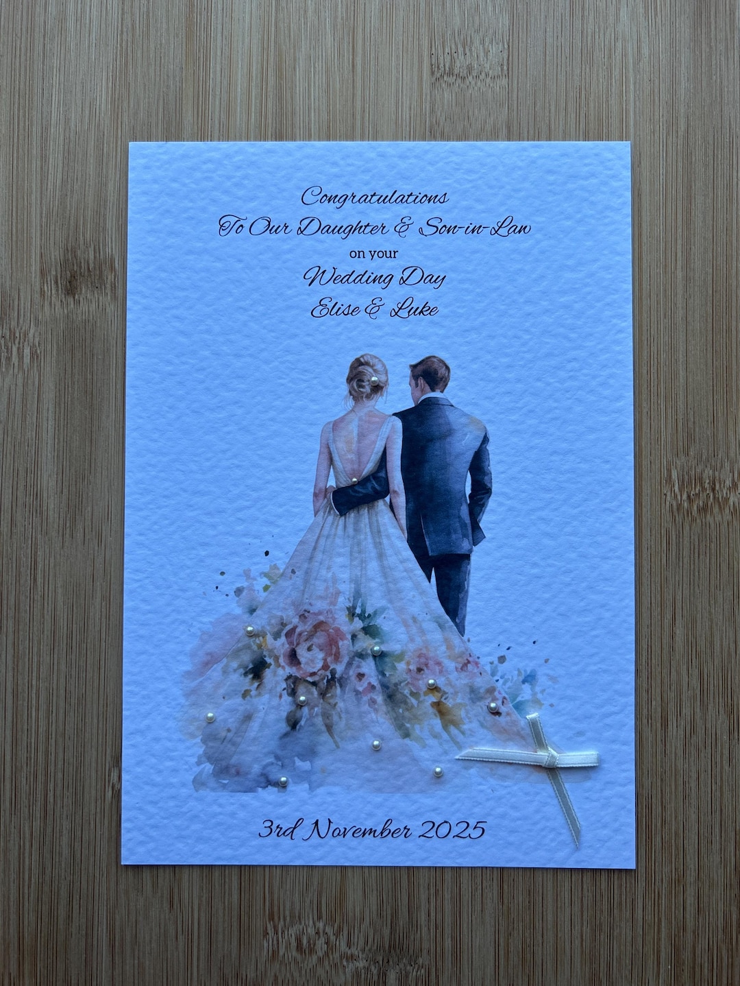 Personalised Wedding Day Card, Luxury Handmade Bride and Groom Happy ...