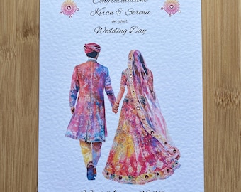 Wedding Mr and Mrs Indian Card: Handmade and Personalised