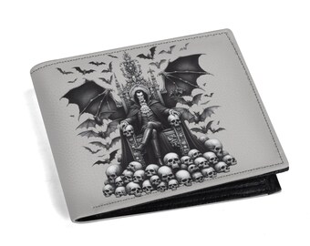 Men's PU Leather Wallet, Paper Folded Wallet, Multi Card Slot, Slim And Versatile, Dracula Design, Vampire Fashion, Gothic Accessories, Bats