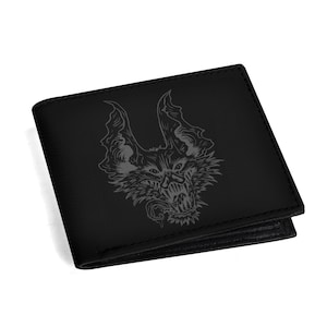 Cartera de cuero PU para hombre, cartera doblada de papel, diseño de monstruo murciélago vampiro, regalo único para él, accesorio gótico elegante, moda vampírica