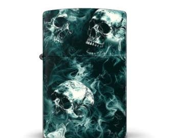 Skull Design Custom Zippo Lighter, Unique Rocker Style Gift for Smokers and Collectors, Custom Accessory, Gift for Him, Biker Accessories