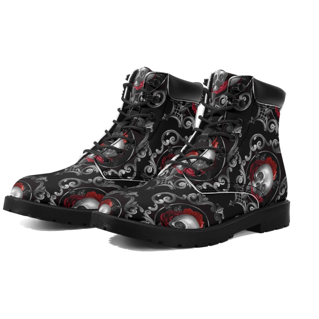 Colorful Skull Women's Leather Boots main image 1