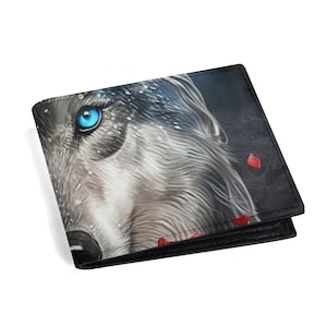 Cartera minimalista elegante de piel sintética para hombre, diseño de lobo único, ideal para uso diario, regalo para el hogar, cartera elegante, estilo gótico moderno