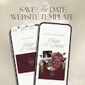 Burgundy Save the Date Website Template with RSVP, Editable Canva Wedding Website, Mobile Friendly Design product logo